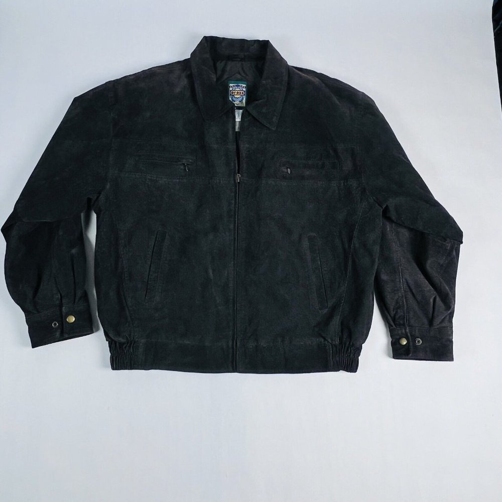 G2000 Vintage Jacket Coat Mens Size Large Brown Suede Leather Full Zipper